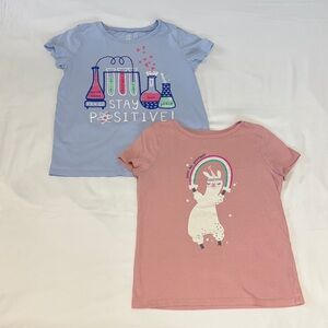Carter's Blue Science and Pink Llama Kids' T-Shirt size 12